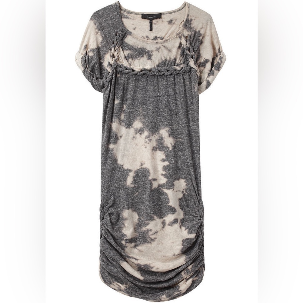 Isabel Marant Gray and Cream Tie-Dye Mini Dress